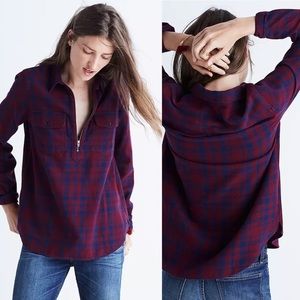 Madewell Flannel Zip-Front Popover Shirt